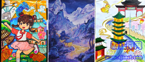 南京小银星艺术团学员的绘画作品